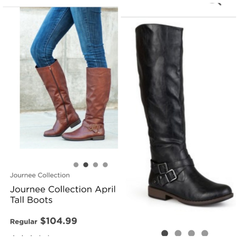 Journee Collection April Black Tall Boots Faux Leather